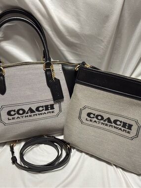 EUC Coach Elise Jacquard' Satchel & Messenger Bag, color Salt/black